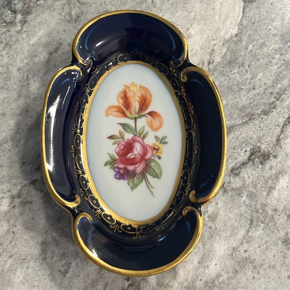 Vintage Echt Kobalt candy, nut,footed dish with trinket dish for jewelry AS SET - Picture 2 of 10